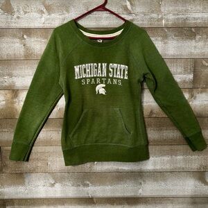 Michigan State Women's Crew Neck Sweatshirt. Green, New Agenda.